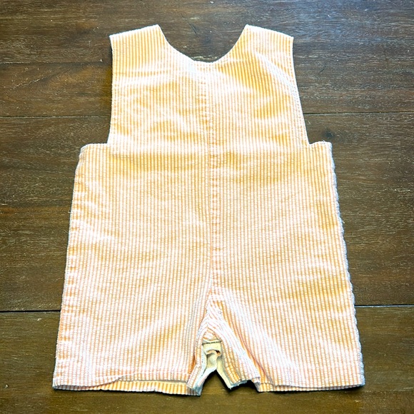 Remember Nguyen Smocked Crabs Orange Seersucker One-Piece Jon Jon - Picture 3 of 4